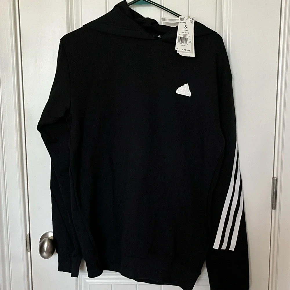 Adidas Black and White Sweatshirt with Signature Stripes